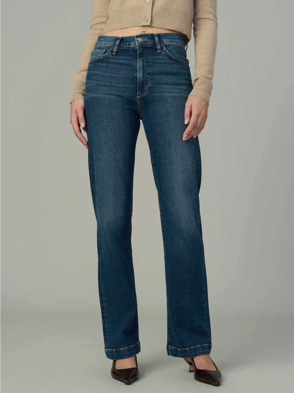 Joe's Jeans Wide-Leg Full Length 32" Comfort Stretch Denim Dark Blue Wash‎ Sz 24